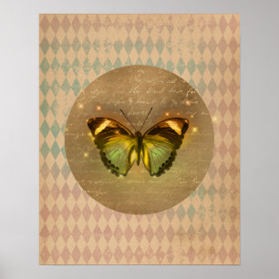 Poster Papillon enchâssé vintage