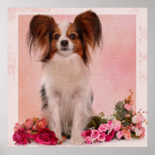 Poster Papillon - épagneul de jouet continental