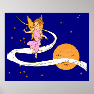 Poster papillon fille dans l'espace