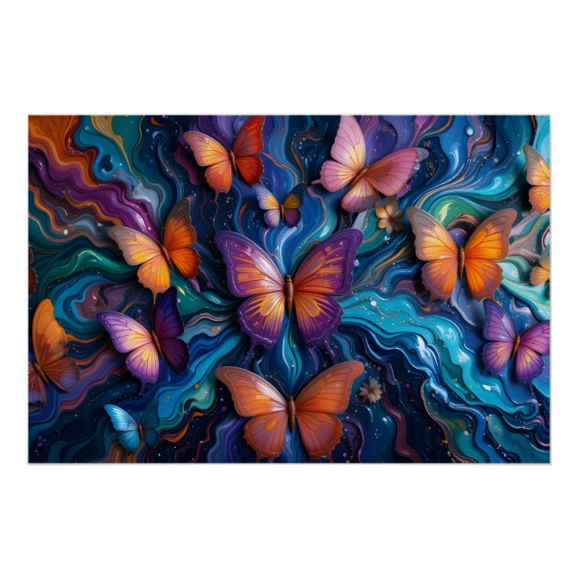 Poster Papillon Fluide Art (Devant)
