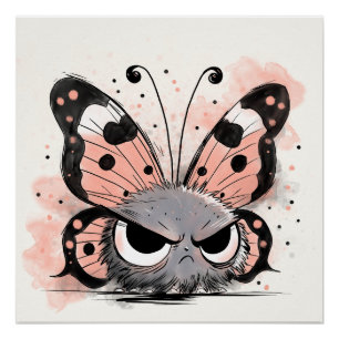 Poster Papillon grincheux