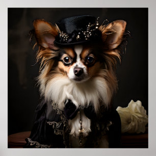 Poster Papillon habillé en costume victorien Portrait