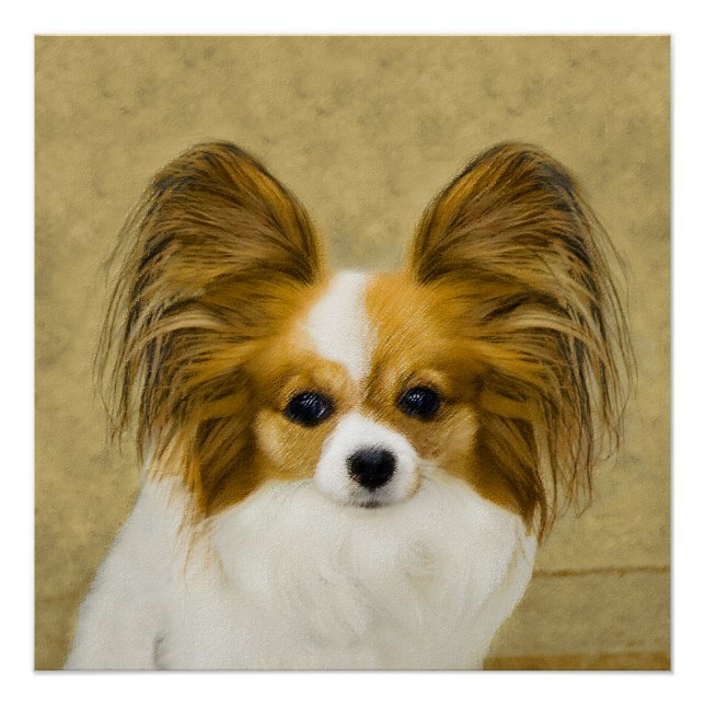 Poster Papillon (Hound Tri) Peinture - Art Chien original (Devant)