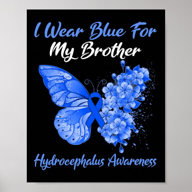Poster Papillon Je Porte Du Bleu Pour Mon Frère Hydrocéph (Devant)