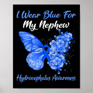 Poster Papillon Je Porte Du Bleu Pour Mon Hydrocéphalie N