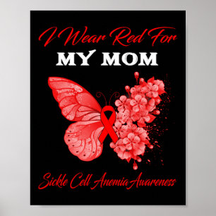 Poster Papillon Je Porte Le Rouge Pour Ma Mère Anémie Cel