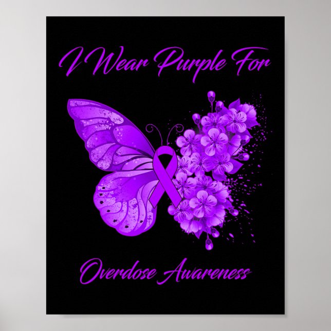 Poster Papillon Je Porte Le Violet Pour La Sensibilisatio (Devant)