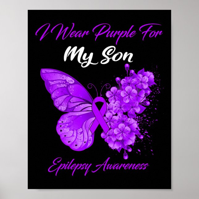 Poster Papillon Je Porte Le Violet Pour Mon Fils Epilepsi (Devant)