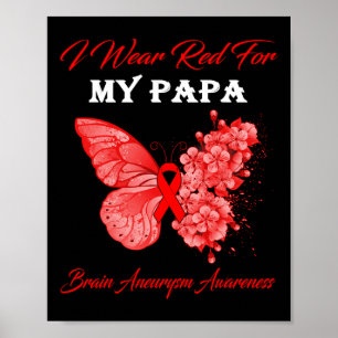 Poster Papillon Je Porte Rouge Pour Mon Papa Cerveau Aneu