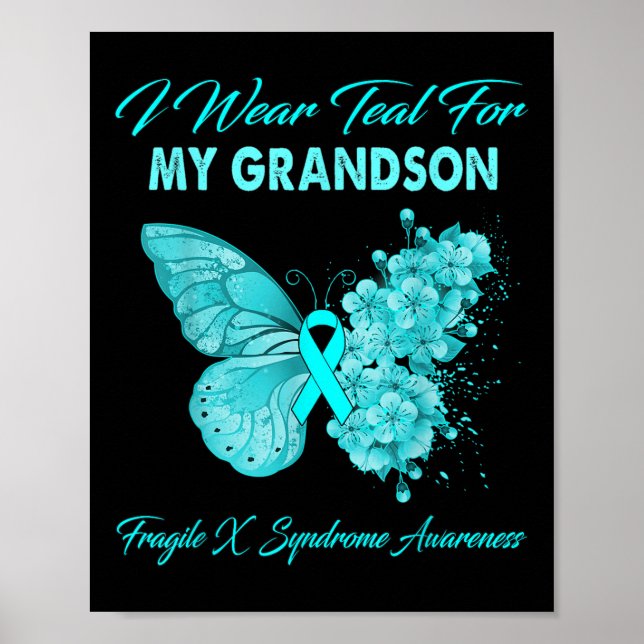 Poster Papillon Je Porte Turquoise Pour Mon Petit-Fils Fr (Devant)