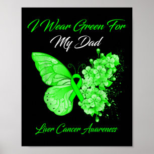 Poster Papillon Je Porte Vert Pour Mon Père Cancer Du Foi