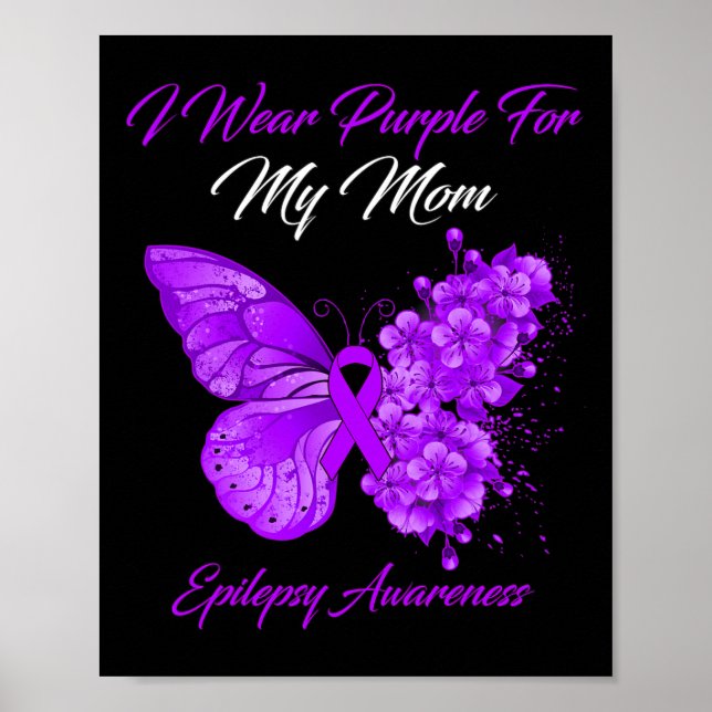 Poster Papillon Je Porte Violet Pour Ma Mère Épilepsie (Devant)