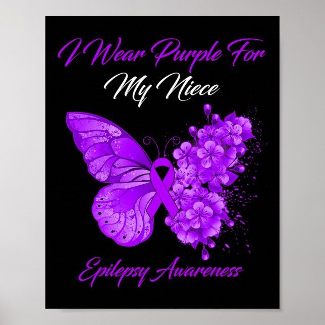 Poster Papillon Je Porte Violet Pour Ma Nièce Epilepsie A (Devant)