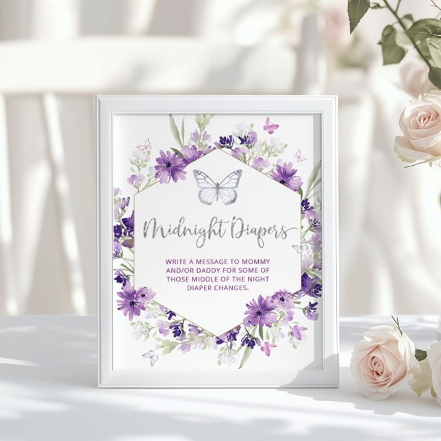 Poster Papillon mauve floral Papillon Midnight couches Po (Créateur téléchargé)