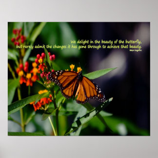 Poster Papillon monarque avec Maya Angelou citation