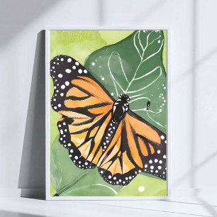 Poster Papillon Monarque   Peinture Aquarelle