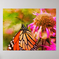 Papillon Monarque Sur Fleur Art Décoré