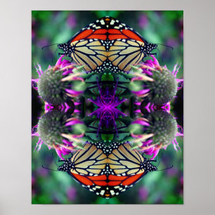 Poster Papillon Monarque Sur Fleur Fermer Abstrait