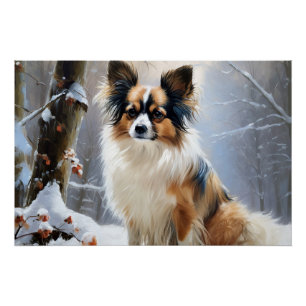 Poster Papillon Noël sous la neige Christmas