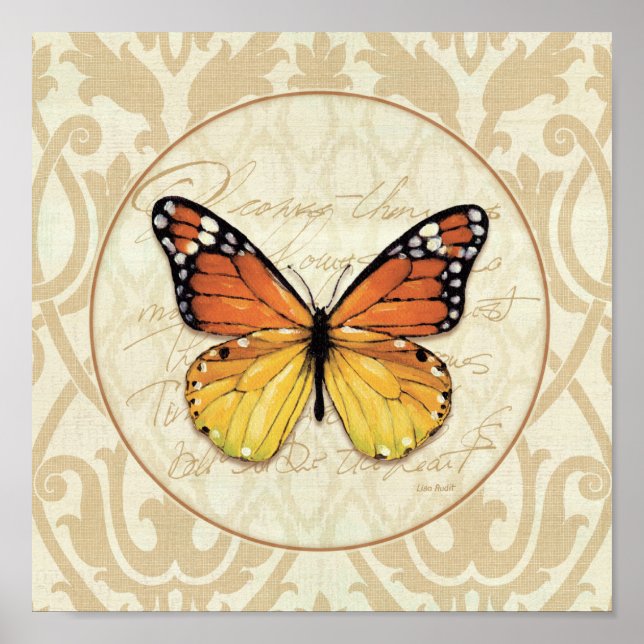 Poster Papillon orange vintage (Devant)