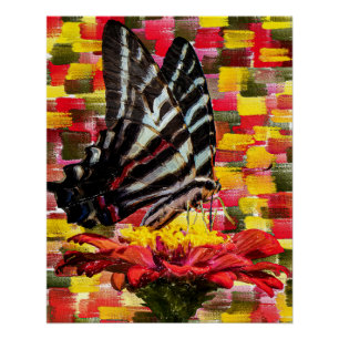 Poster Papillon perché sur la fleur