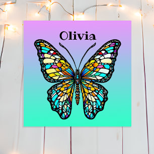 Poster Papillon Personnalisé en Verre Coloré