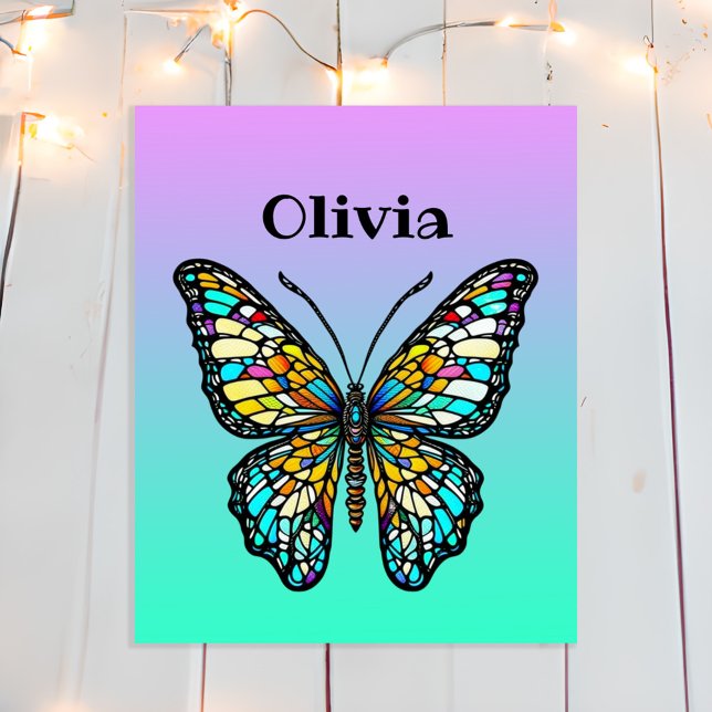 Poster Papillon Personnalisé en Verre Coloré (Créateur téléchargé)