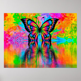 Poster Papillon psychodelique