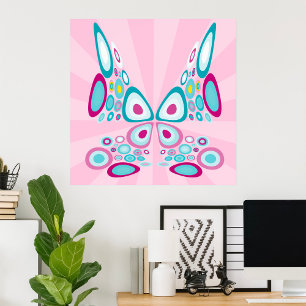 Poster Papillon rétro Abstrait Pop Art