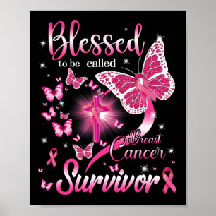 Poster Papillon Rose Béni D'Être Appelé Cancer Du Sein