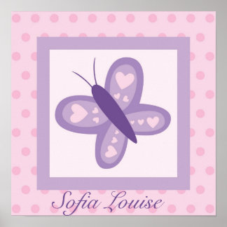Poster Papillon rose et violet