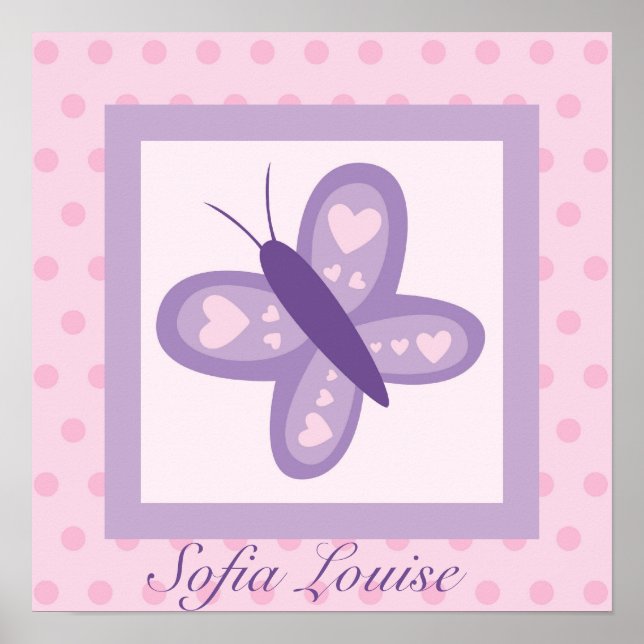 Poster Papillon rose et violet (Devant)