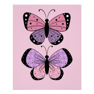 Poster Papillon rose et violet