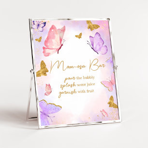 Poster Papillon rose or violet Baby shower Maman Osa Bar