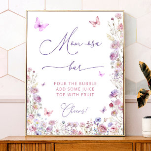 Poster Papillon rose violet Jardin Maman-osa Bar