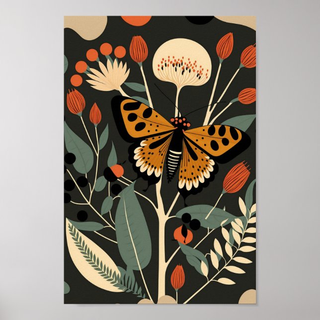 Poster Papillon scandinave danois Scandi Art Imprimer (Devant)