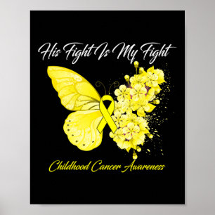 Poster Papillon Son combat est ma lutte contre le cancer 