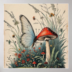 Poster Papillon sous la Fleur