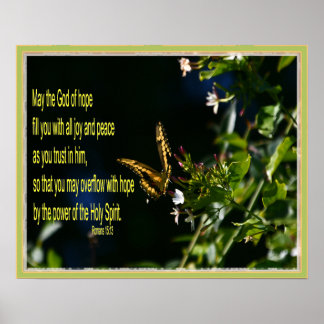 Poster Papillon sur fleur Romains 15:13