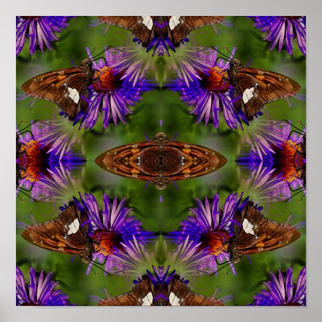 Poster Papillon Sur Flower Nature Art Abstrait (Devant)