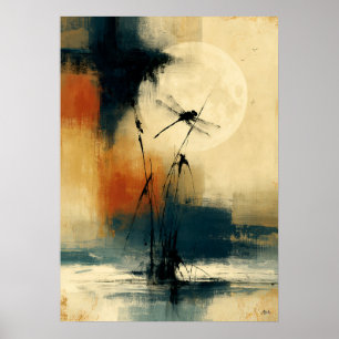 Poster Papillon Tonbo Mur Japonais Sumi-E Abstrait