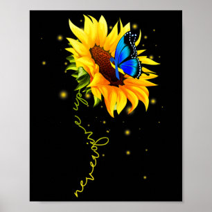 Poster Papillon Tournesol Ne Jamais Abandonner Trisomie 2