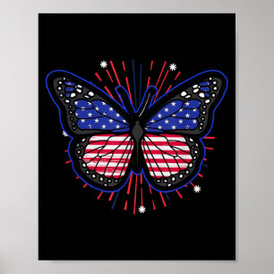 Poster Papillon USA Drapeau Américain _ Fête de l'Indépen