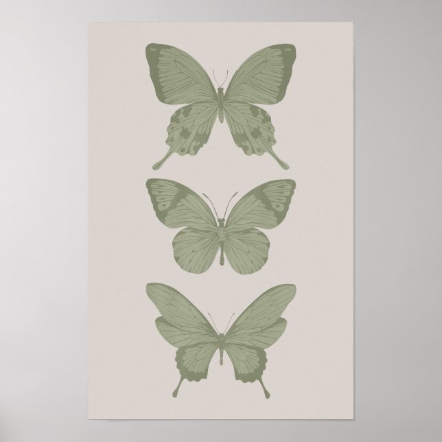 Poster Papillon vert Mur Art Sage Art Vert Imprimer (Devant)