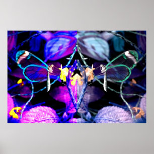 Poster Papillons bleus et lilas au néon extraordinaires