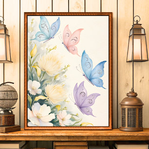 Poster Papillons Chic Shabby vintage Art Mur