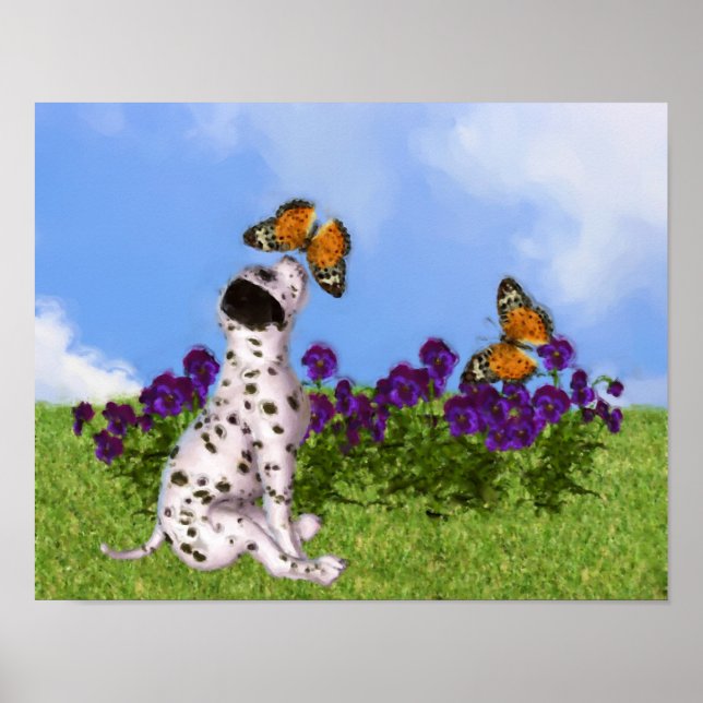 Poster Papillons de Chien Dalmatien Peinture photo art Ch (Devant)