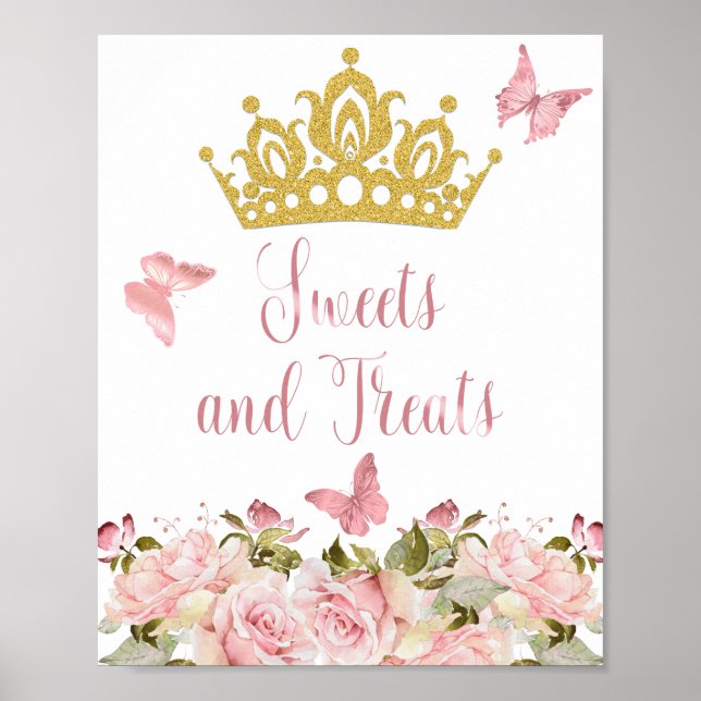 Poster Papillons de la Couronne Rose Floral Sweets & Trai (Devant)