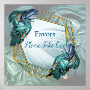 Poster Papillons du Paradis/Tropical Turquoise Splash