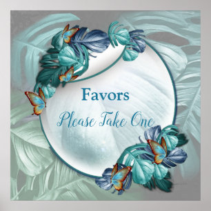 Poster Papillons du Paradis/Tropical Turquoise Splash